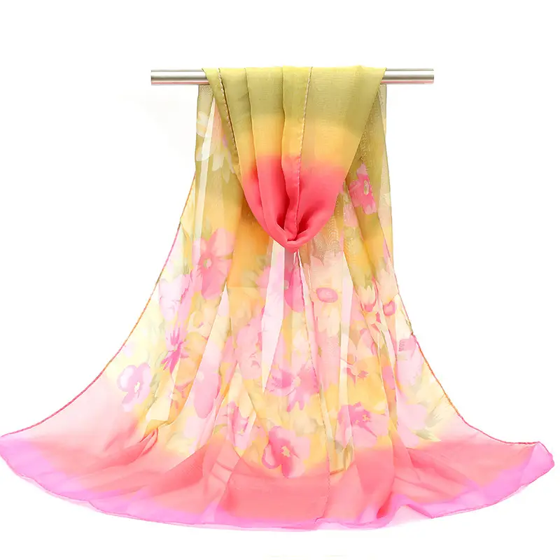 2025 Spring Printed Peacock Scarf Blue Yellow - Image 13