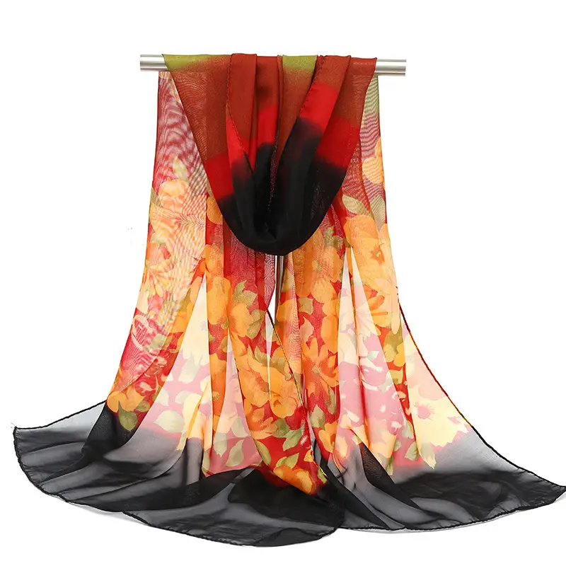 2025 Spring Printed Peacock Scarf Blue Yellow - Image 14