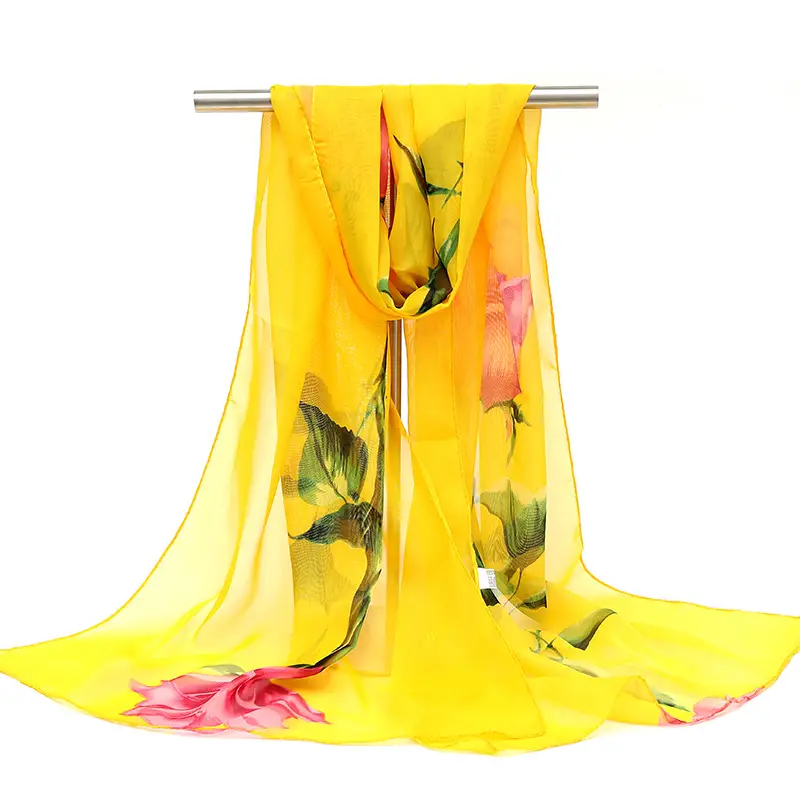 2025 Spring Printed Peacock Scarf Blue Yellow - Image 20