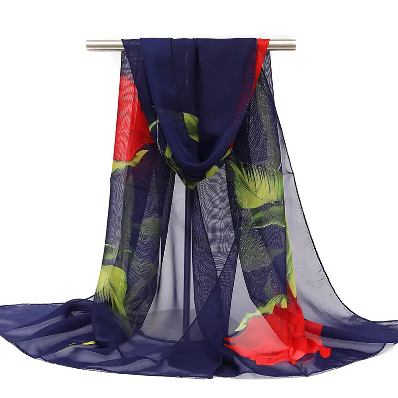 2025 Spring Printed Peacock Scarf Blue Yellow - Image 25