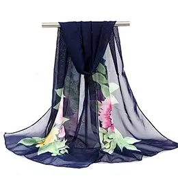 2025 Spring Printed Peacock Scarf Blue Yellow - Image 29