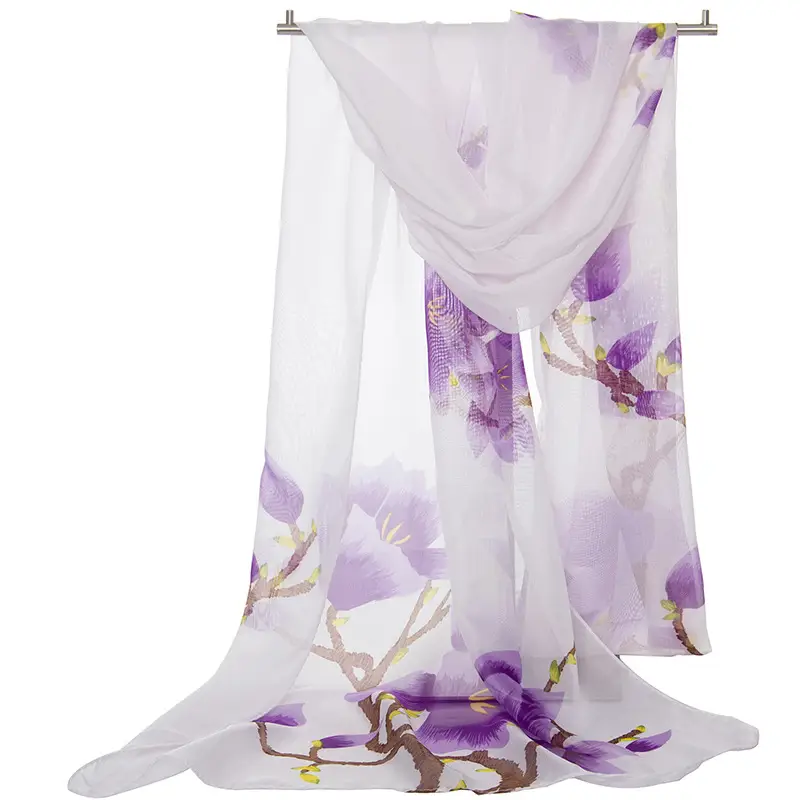 2025 Spring Printed Peacock Scarf Blue Yellow - Image 5