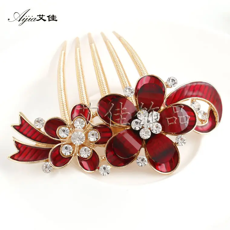 Korean Style Crystal Flower Hair Comb for Women
