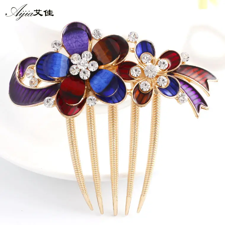 Korean Style Crystal Flower Hair Comb for Women