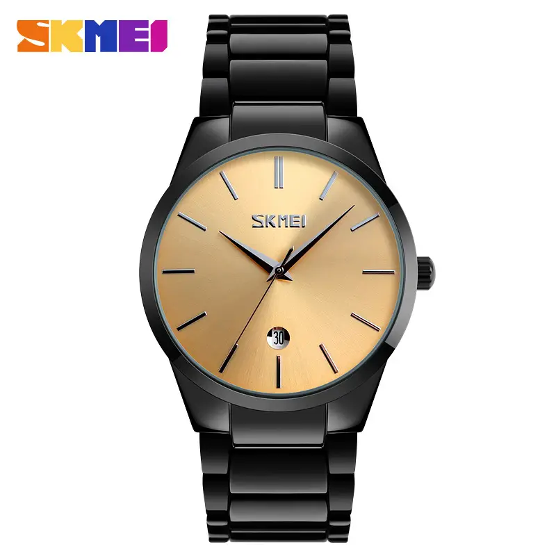 Skneil Men's Black Blue Quartz Watch with Steel Band - Image 5