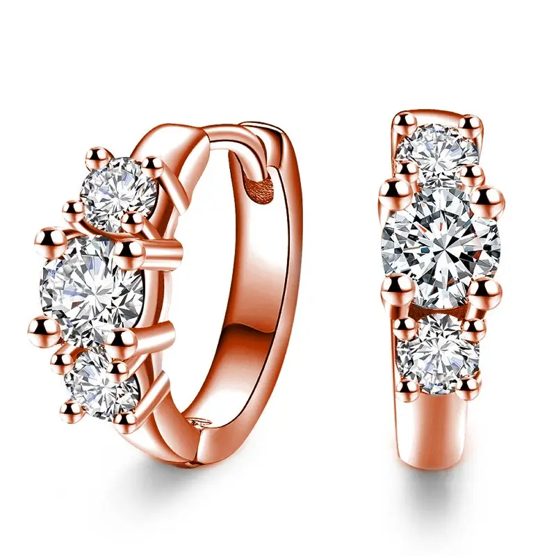 K-Style Diamond Earrings Single Row Zircon Silver - Image 4