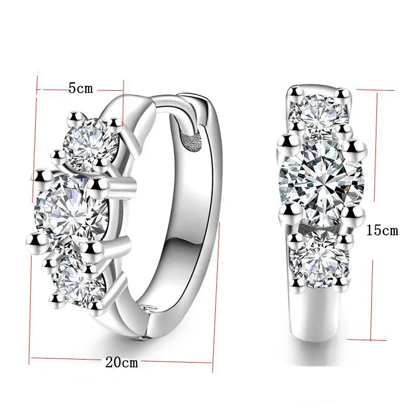 K-Style Diamond Earrings Single Row Zircon Silver - Image 6