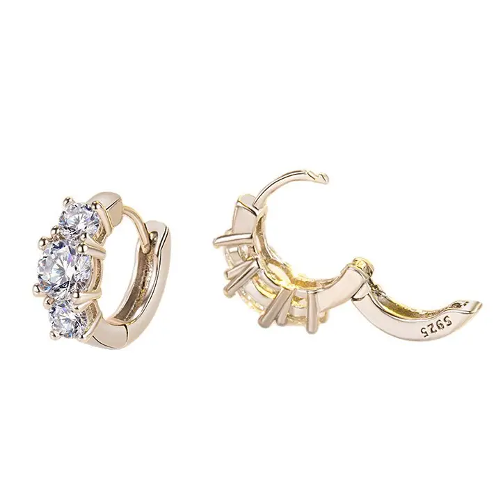 K-Style Diamond Earrings Single Row Zircon Silver - Image 7