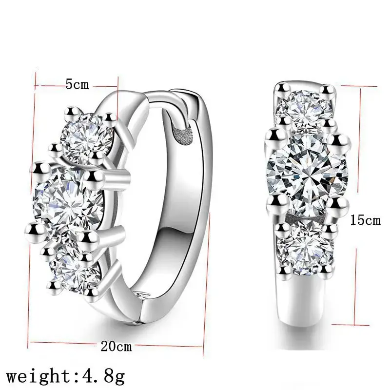 K-Style Diamond Earrings Single Row Zircon Silver — feature 3