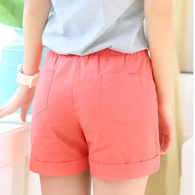 Women's Pink Cotton Shorts Super Hot Summer Loose Casual
