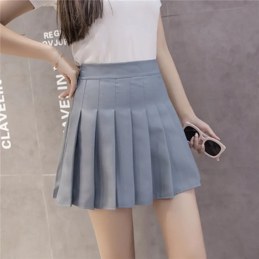 Women's White Pleated Skirt Student Style High Waist - Image 3