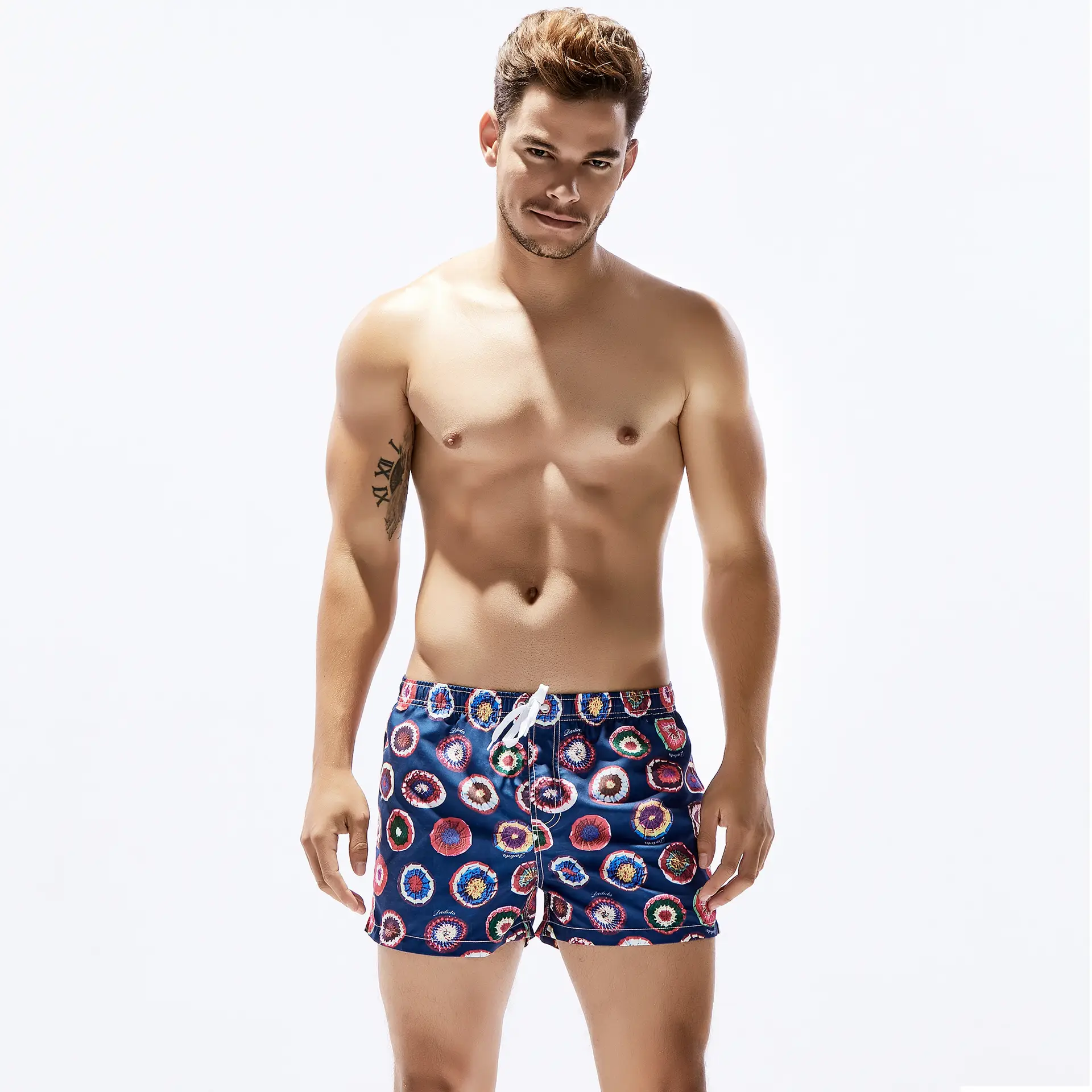 Men Printed Cotton Beach Shorts Quick Dry Travel Surfing