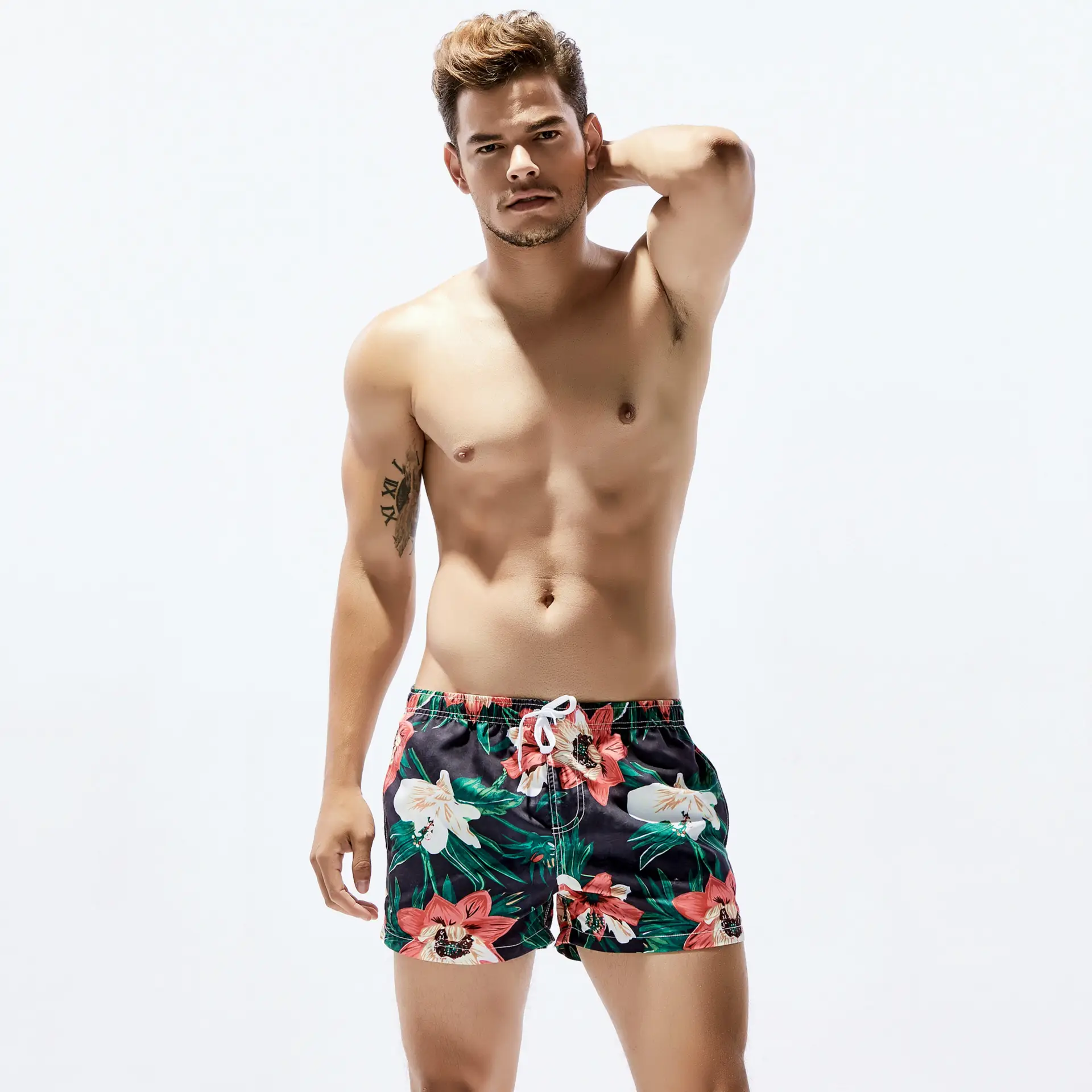 Men Printed Cotton Beach Shorts Quick Dry Travel Surfing