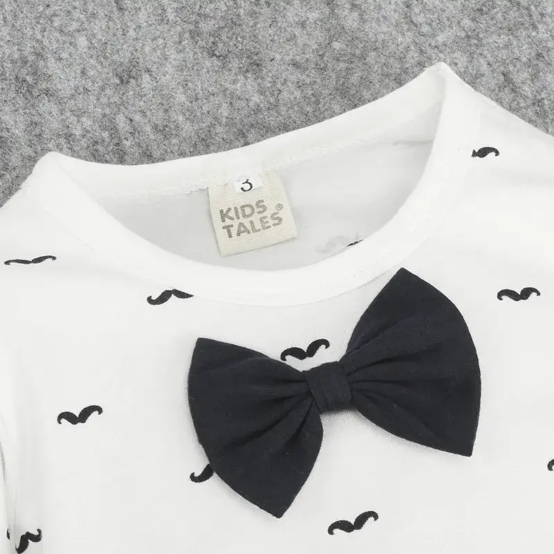 Kids White Bow T-Shirt with Black Embroidery - Image 5
