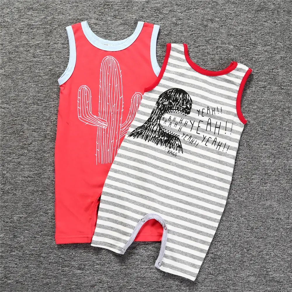 Baby Cotton One-Piece Vest for Boys Girls Summer Crawling