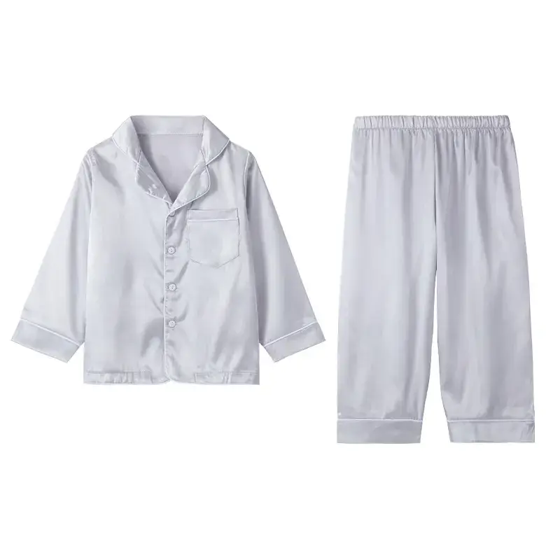 Girls Pajama Set White Silk Spring Autumn Lightweight - Image 8