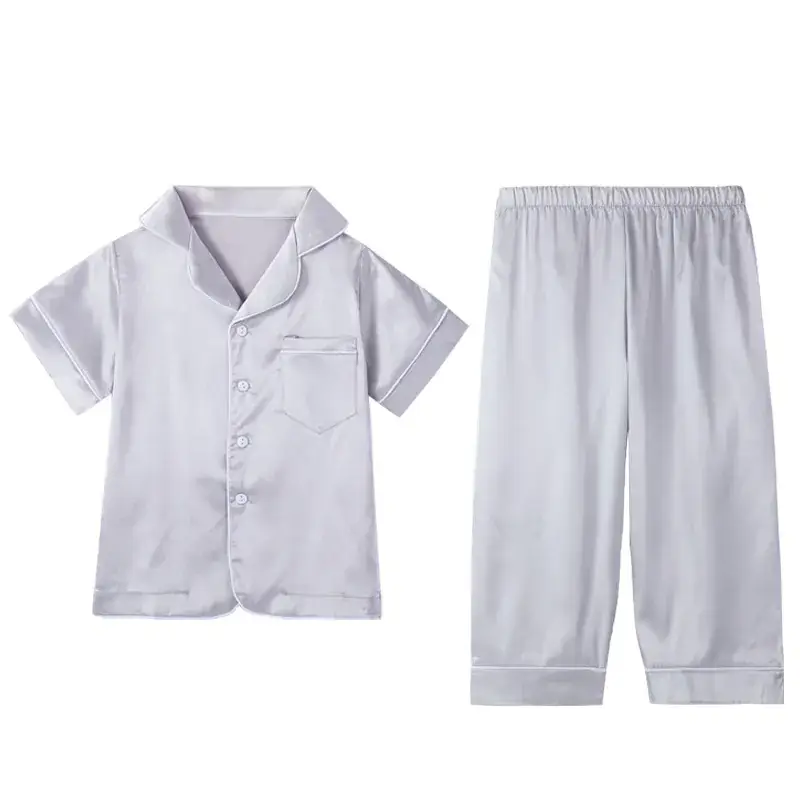 Girls Pajama Set White Silk Spring Autumn Lightweight - Image 9