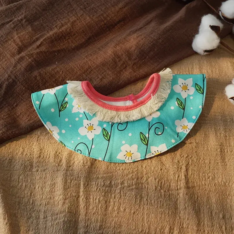 Cotton Floral Baby Bib with 360 Rotation - Image 7