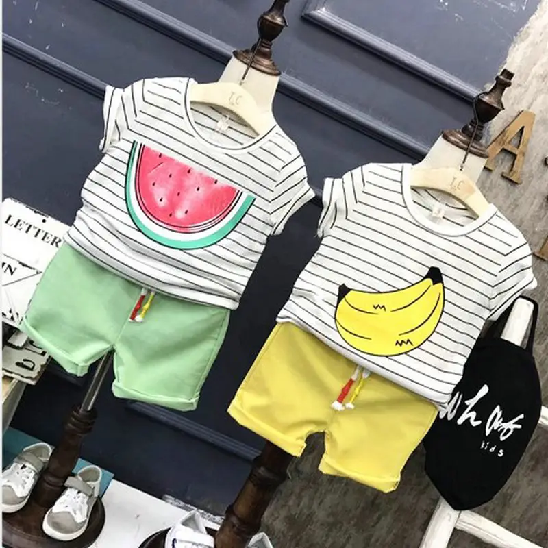 Children Fruit Striped T-Shirt & Pants Set 3-8Yrs - Image 2