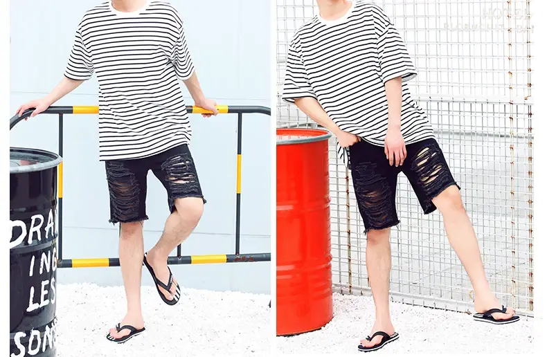 Men's Black Striped Flip Flops Summer Sandals — feature 13