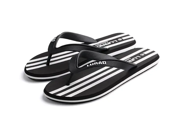 Men's Black Striped Flip Flops Summer Sandals — feature 16