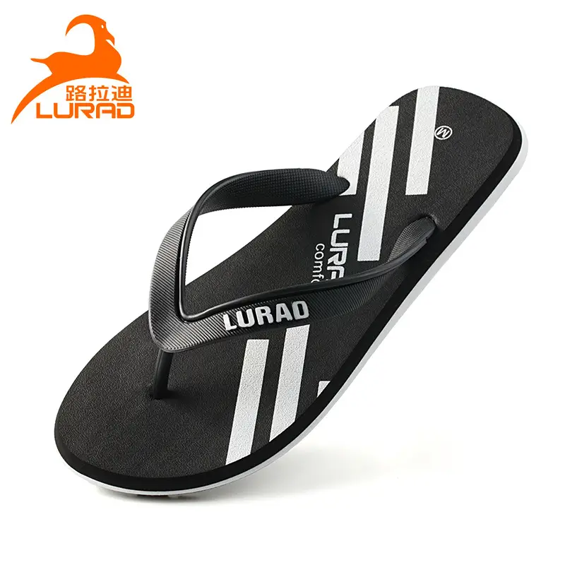 Men's Black Striped Flip Flops Summer Sandals - Image 2