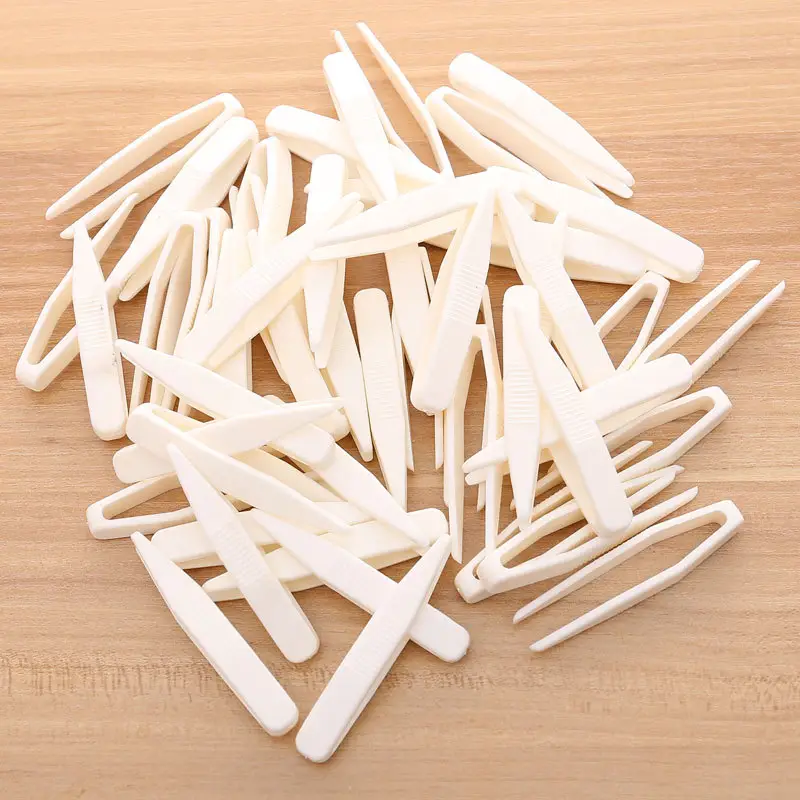 Double Eyelid Tweezers White Plastic Non-Slip Mask Clip — feature 7
