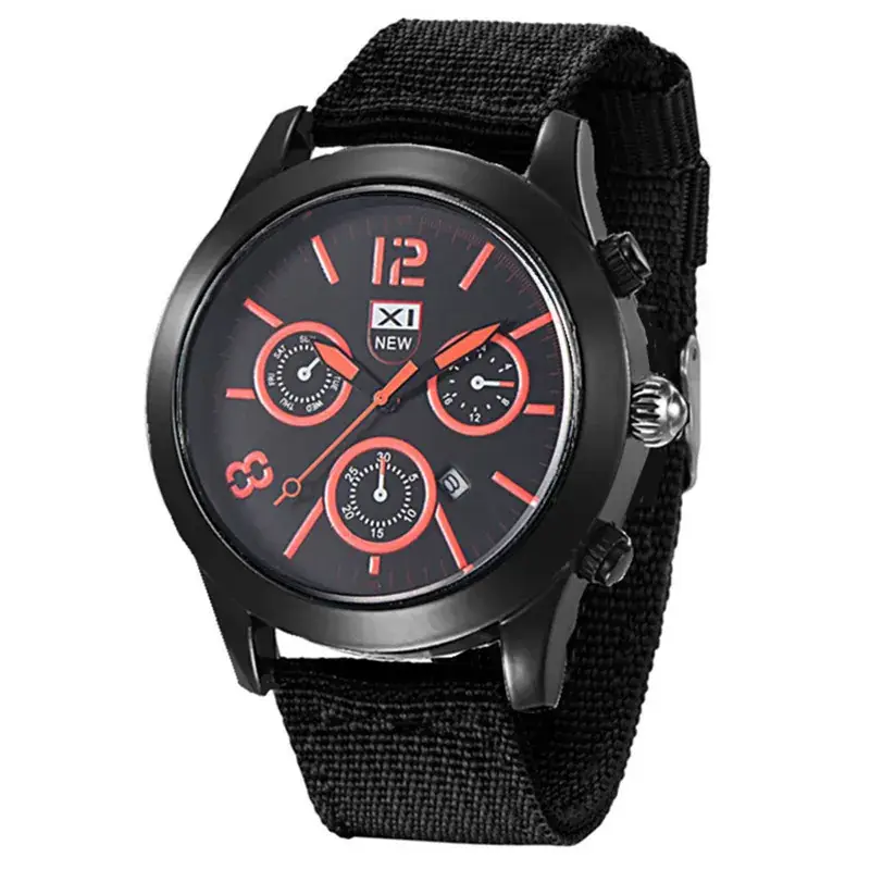 Men's XINEW Chronograph Watch Black Orange Strap - Image 2
