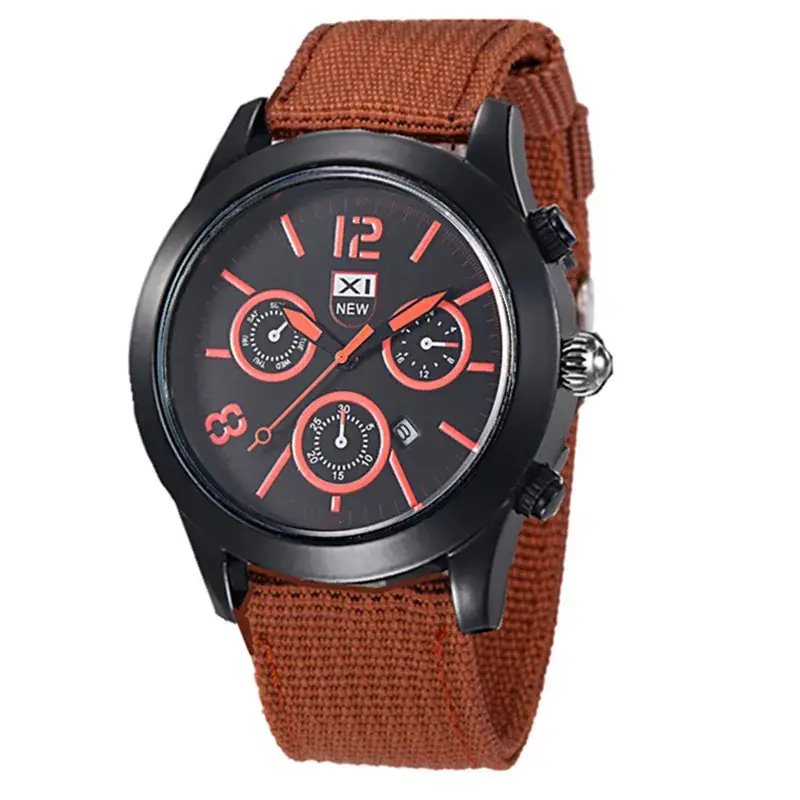 Men's XINEW Chronograph Watch Black Orange Strap - Image 26