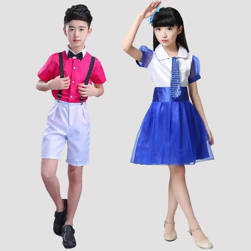 New Year's Children Chorus Suspender Pants Pink White - Image 6