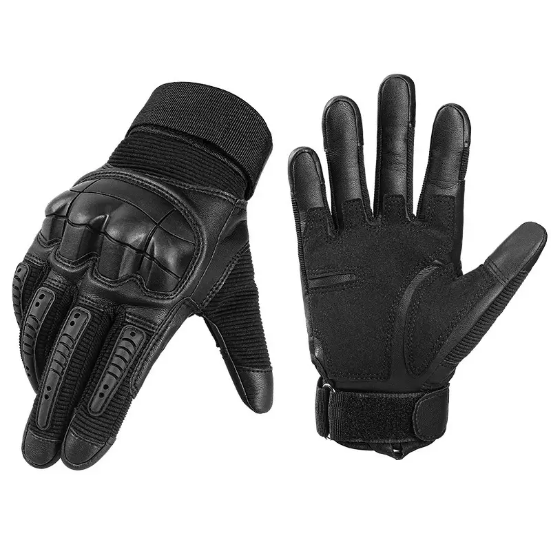 Tactical Full Finger Gloves Brown Leather Motorcycle Use - Image 5