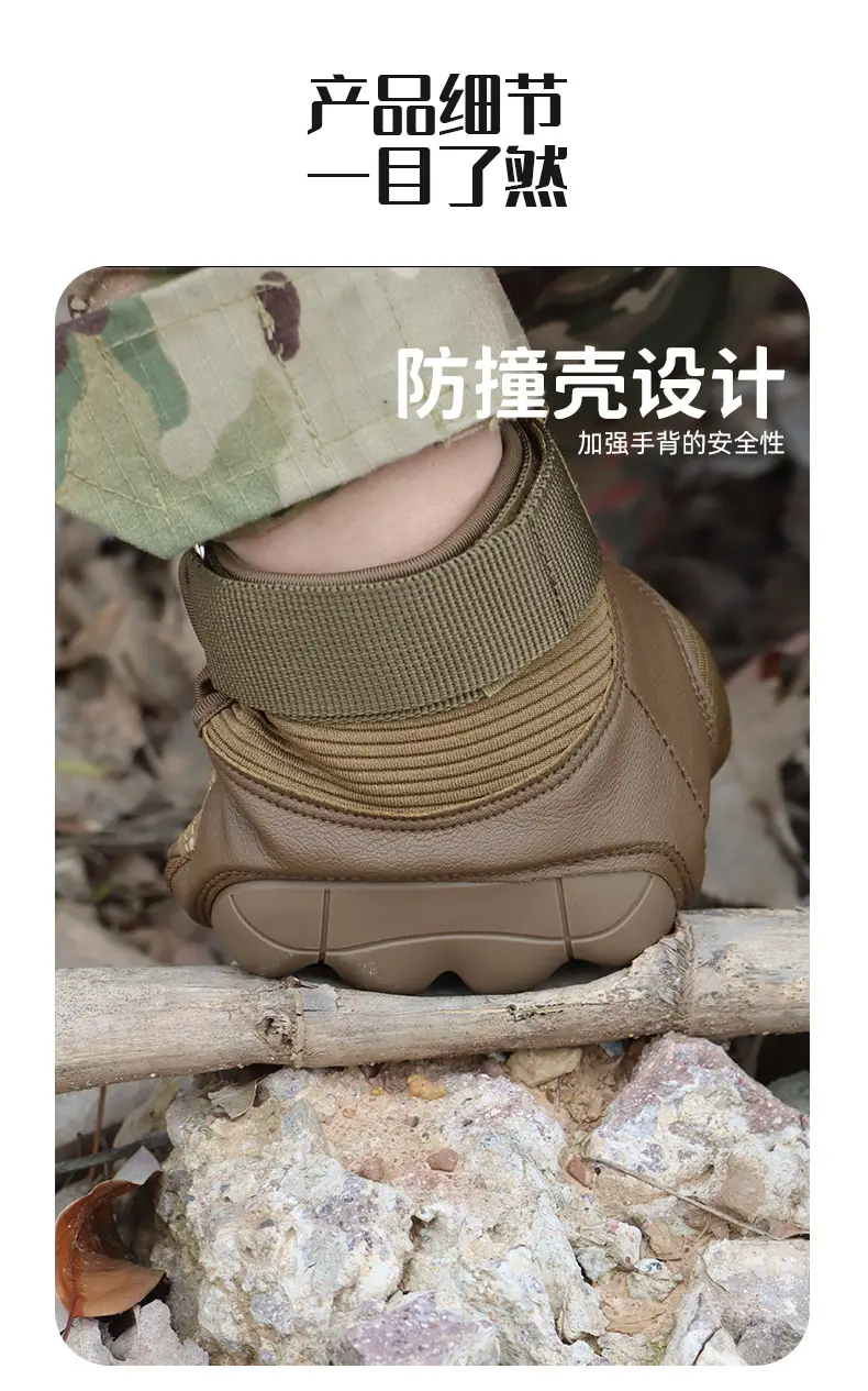 Tactical Full Finger Gloves Brown Leather Motorcycle Use — feature 6
