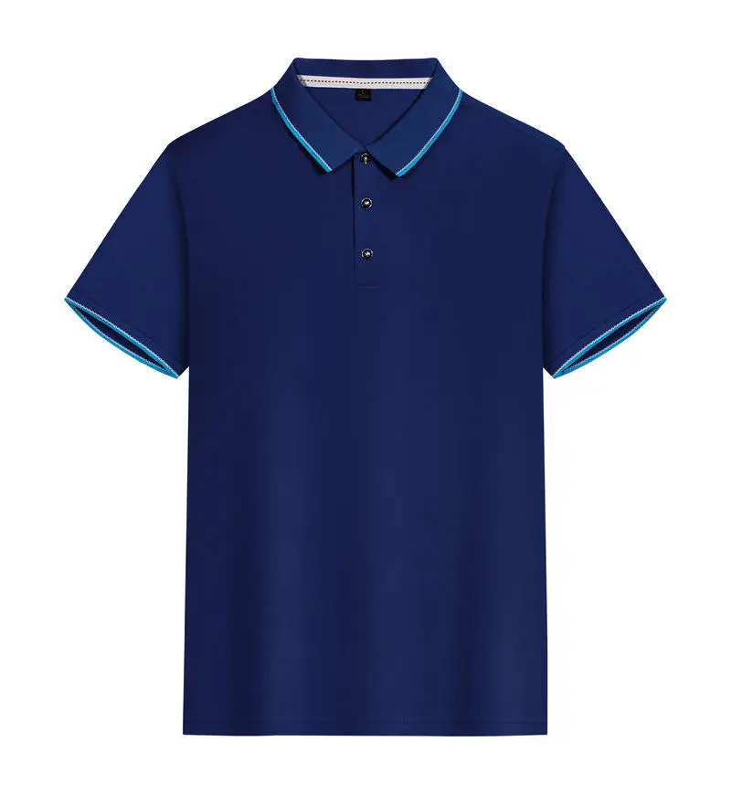 Light Blue Mesh Polo Shirt Short Sleeve Business Wear - Image 6