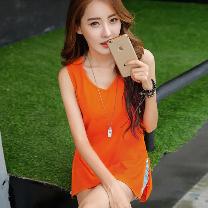 Korean Style Orange Sleeveless Vest for Women - Image 4