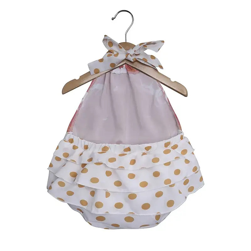Printed Halter Baby Romper for Girls Coral Deer Pattern - Image 5