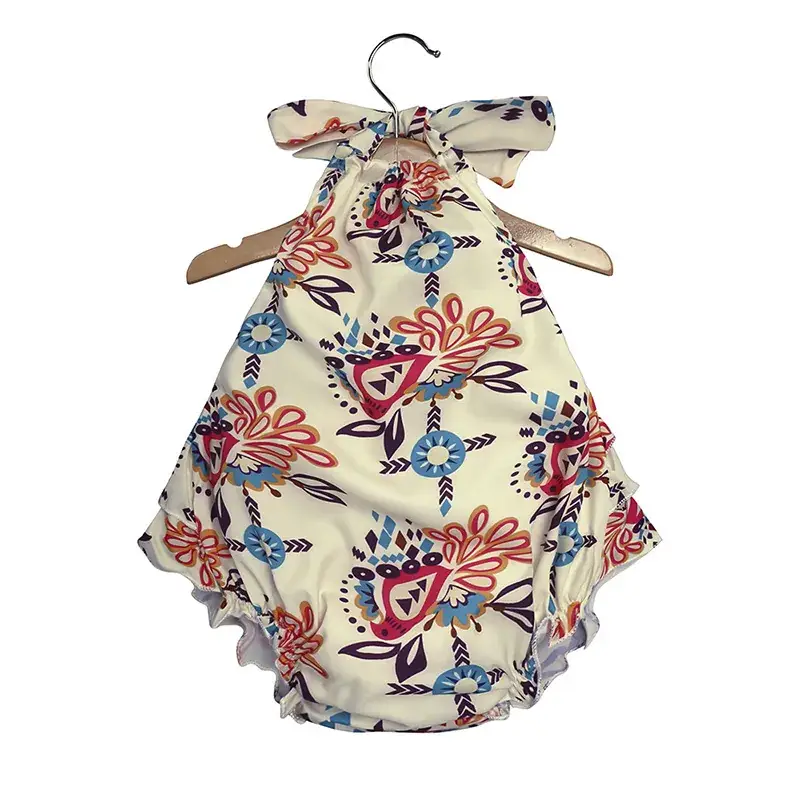 Printed Halter Baby Romper for Girls Coral Deer Pattern - Image 3