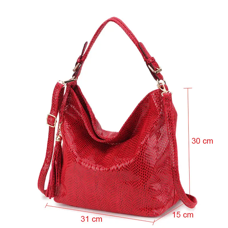 Red Snake Pattern Women's Shoulder Bag 30x31x15cm - Image 6