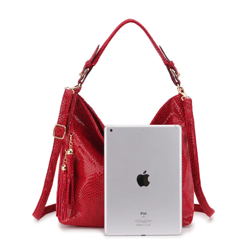 Red Snake Pattern Women's Shoulder Bag 30x31x15cm - Image 7