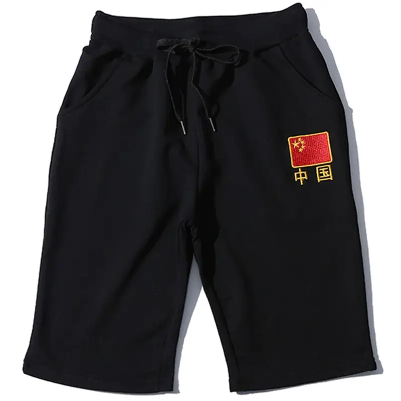 Sports Men's Black Capri Shorts with Logo