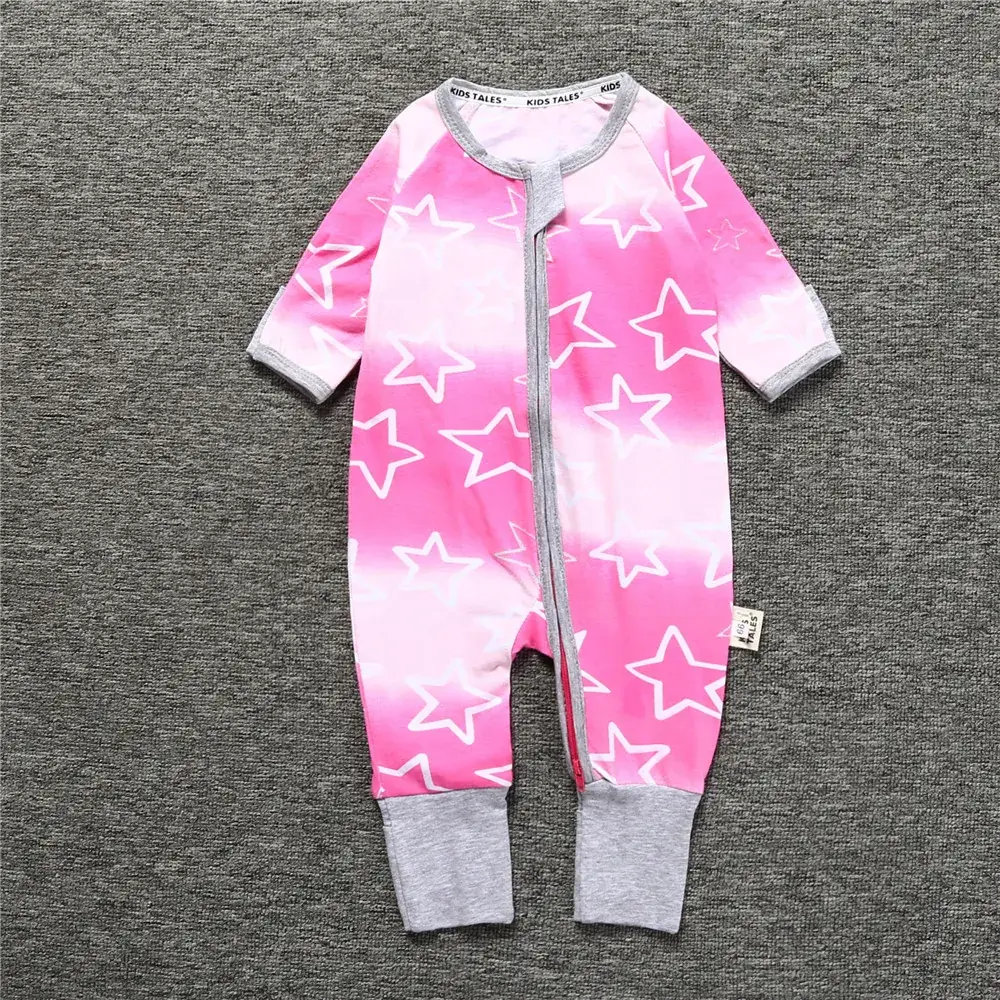 Pink Star Print New Baby Jumpsuit Cotton Romper