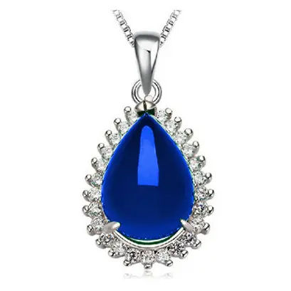 Green Emerald Pendant Necklace with Crystal Border - Image 2