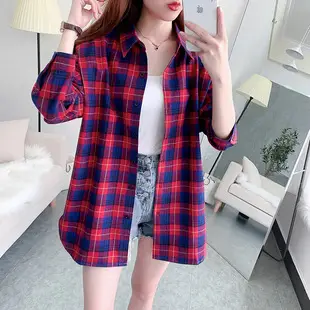 Women Cotton Plaid Half Sleeve Shirt 2021 Spring Summer — feature 17