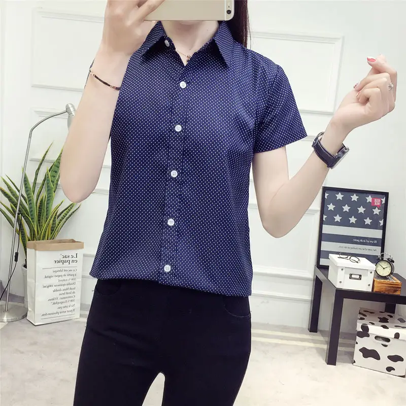 Women Cotton Plaid Half Sleeve Shirt 2021 Spring Summer