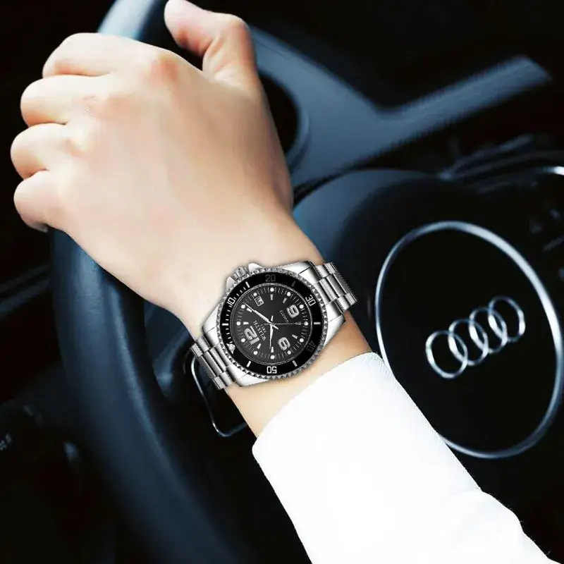 Swiss Quartz Men's Waterproof Sports Watch Black Dial - Image 8