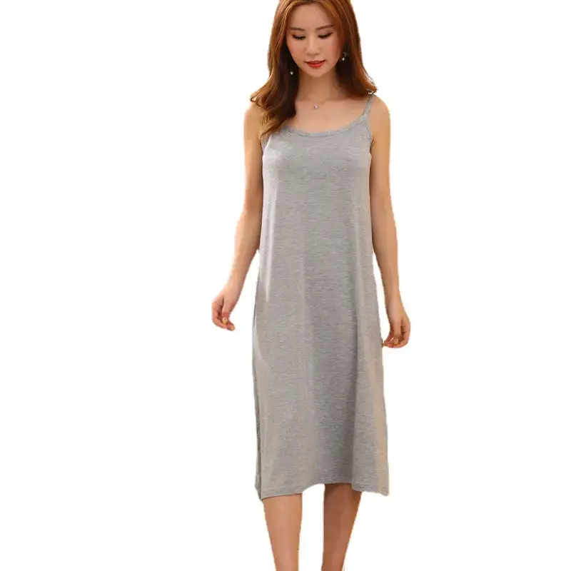 Women Summer Nightgown Petticoat Round Neck Bottoming Skirt - Image 9