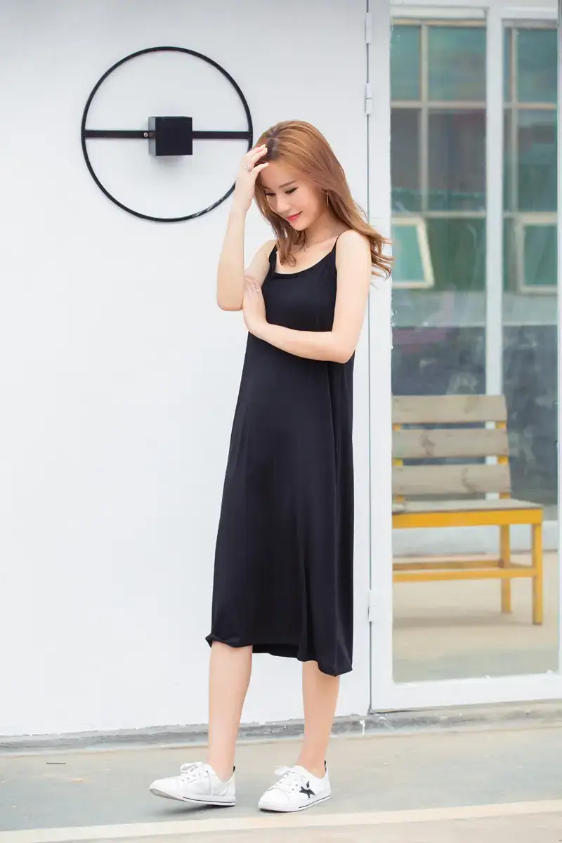 Women Summer Nightgown Petticoat Round Neck Bottoming Skirt - Image 2