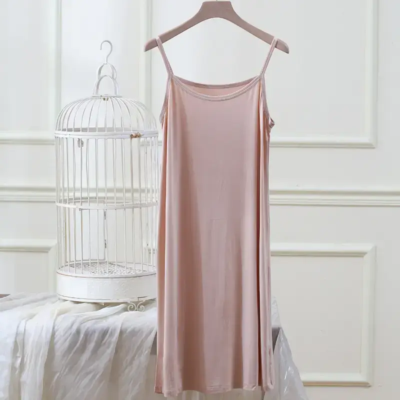 Women Summer Nightgown Petticoat Round Neck Bottoming Skirt - Image 3