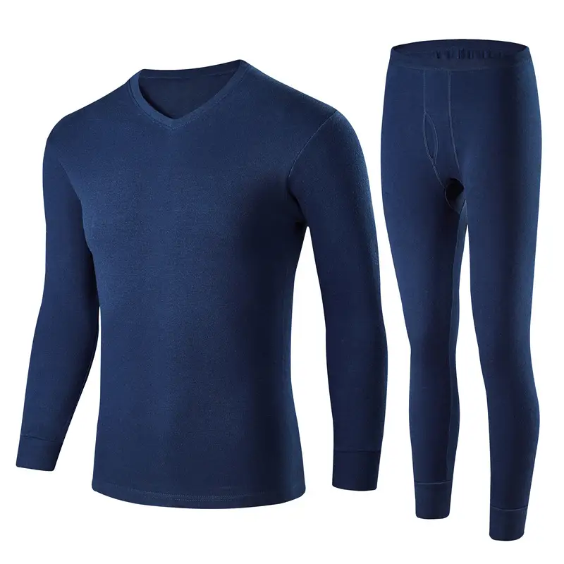 Men Cotton V-Neck Thermal Suit Gray - Image 23