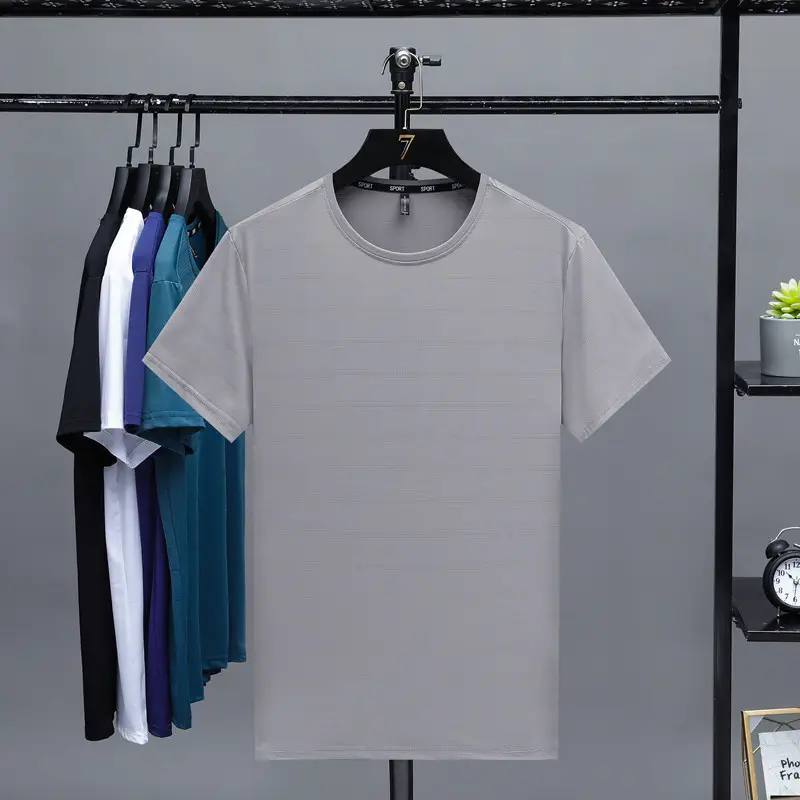 Summer Large Size Ice Silk T-Shirt Round Neck Stretch Thin Base - Image 5