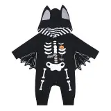 Baby Skull Skeleton Hooded Jumpsuit Black White — feature 1